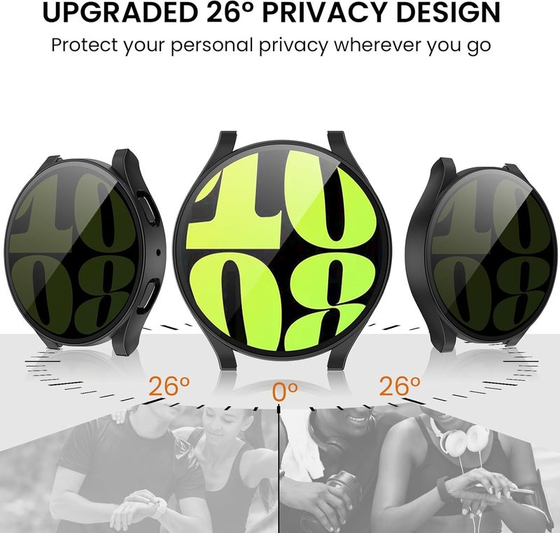 Tensea [1Pack] for Samsung Galaxy Watch 6 2023 Screen Protector Case 40mm Accessories, Protective Face Cover for 40 mm, Hard Bumper Built-in Tempered Glass Film for Women Men (40mm, Privacy Screen) - Image 2